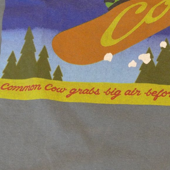Cows Vintage 1990's Skiing Green Small T-Shirt - Picture 3 of 5